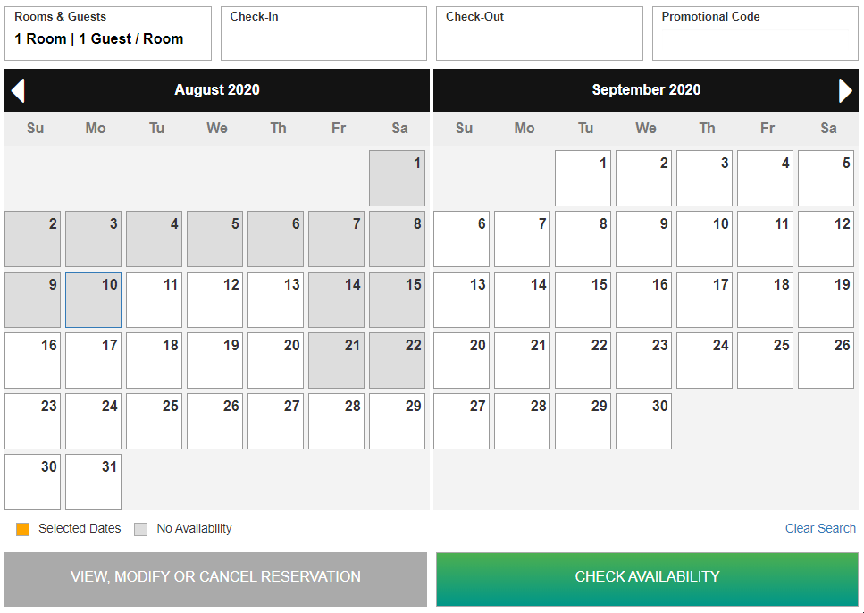 Show availability of all room types on the booking widget calendar